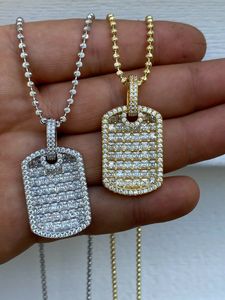 Bling Diamant Rechteck Anhänger Hip Hop 18 Karat vergoldete Männer Hip Hop Schmuck Halskette - Product Image 3