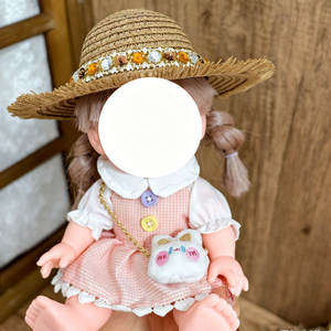 [<b>Cloth</b> Only] Attractive Spring and Autumn Princess Dress for 26cm <b>Doll</b>, Checkered Rabbit Head Bag Set - Product Image 4