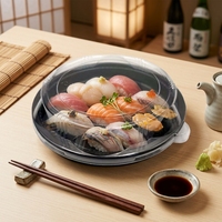 Plateau à sushi jetable JY-82105, assiette à sushi jetable en plastique, assiettes rondes pour gâteaux, boîte de conteneur jetable en plastique
