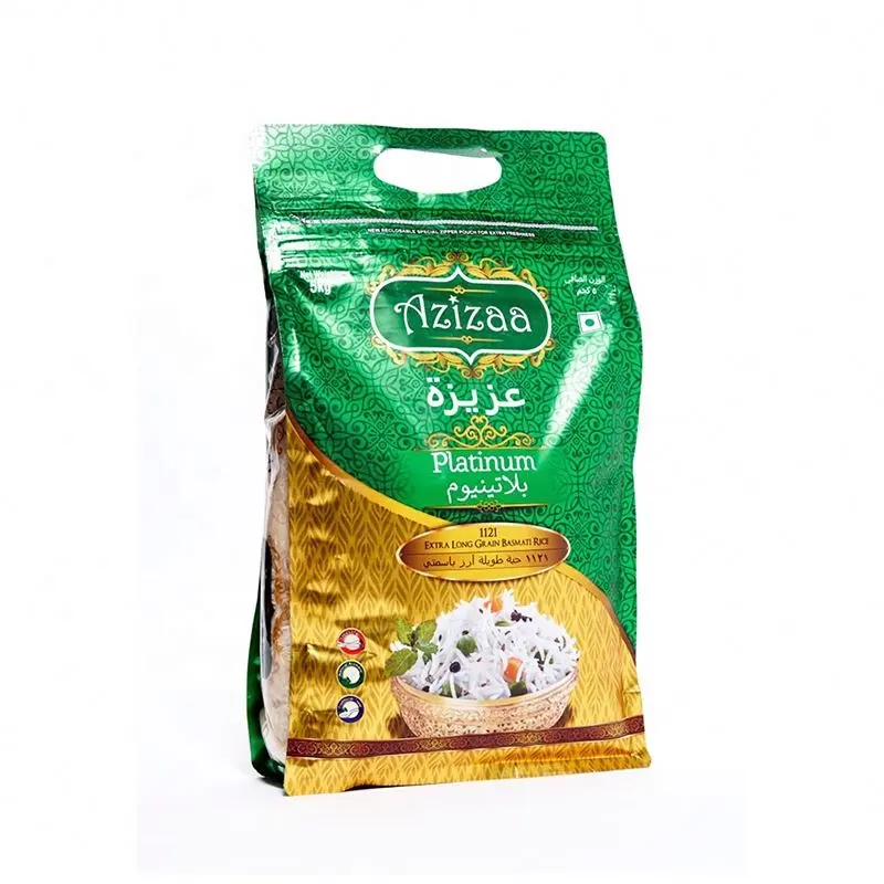 Custom hot sale 5kg 10kg 15kg heavy duty heat seal food grade plastic nylon laminated basmati rice packaging bags