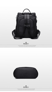 Wholesale Female <b>Black</b> <b>Backpacks</b> Pure Color High Capacity Travel <b>Backpack</b> PU Leather <b>School</b> Students Girls Bags - Product Image 5