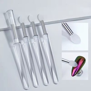 Multifunctional Silicone Chrome Glitter Applying Manicure Tool Reusable Pigment Nail <b>Brush</b> Nail Arts Silicone Applicator Sticks - Product Image 1