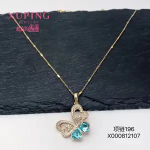 1069 Jingjing Xuping tim mạ vàng đồ trang sức pha lê mặt dây chuyền Nhiều màu kỷ niệm Vòng cổ đồ trang sức