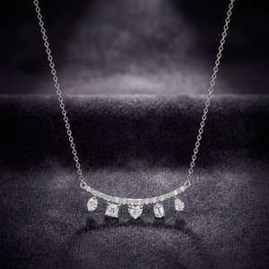 Luxury Diamond Pendant Necklace Women's 925 <b>Silver</b> Rhodium Plated Princess Cut Wedding Jewelry <b>Snake</b> <b>Chain</b> - Product Image 3