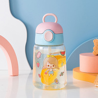 Botella de Agua de Plástico para Niños, Linda Botella de Agua de Plástico para Niños, para Viajes al Aire Libre y la Escuela