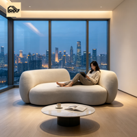Sofá Modular Curvo de Estilo Moderno de Mediados de Siglo con Estructura de Madera Sólida para Sala de Estar, Apartamento y Áreas de Recepción de Hotel