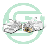 8P8C Connecteur réseau en cristal non blindé RJ45 CAT6 Contact en cuivre à double rangée perforé Trou traversant Tête perforée 8P8C