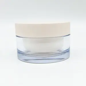 Hochwertiges rundes dickes acryl-kosmetisches leeres vakuum-kunststoff-doppelwand-luxus-hautpflege-glas