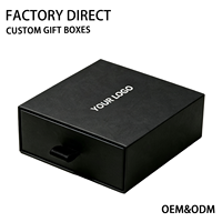 Caja de Regalo de Lujo con Logotipo Personalizado, Negra, Rígida, de Papel de Arte, Portátil, con Cajón, Venta Directa de Fábrica, con Cinta para Tirar