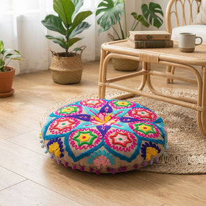 100% coton coussin de méditation nouveau circulaire Zafu oreiller brodé yogique rempli Polyester coton pour la maison hôtel usage non tissé - Product Image 2