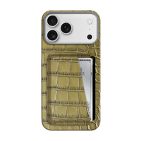 Étui double pour cartes avec aimant pour iPhone 18 17 Pro 18 17 Pro Max en cuir de crocodile véritable patiné exotique