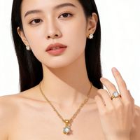 Conjunto de Collar, Aretes y Anillo de Aleación con Incrustaciones de Circonio, Estilo Punk, de Alta Gama y Lujo Ligero, Accesorios Diarios para Mujer, Gran Venta