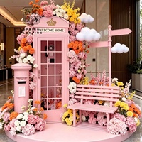 Londense telefooncel kunstbloemen bruiloft audio gastenboek telefooncel roze telefooncel voor bruiloftdecoratie