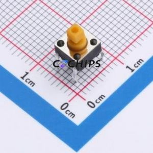 TSA06130-075B332BJ Tactile Switch Through hole-4P,6.1x6.1mm Switch Single Pole Single Throw Rectangle Button 1.8N 6.1mm - Product Image 1