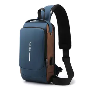 Waterpoof <span class=keywords><strong>Anti</strong></span> Roubo Esportes Peito Sling <span class=keywords><strong>Bag</strong></span> Mochila Nylon Homens Peito Bolsas Crossbody Bolsa De Ombro Com Carregamento USB - Product Image 1