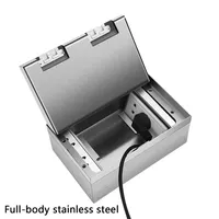 Prise de sol encastrée invisible en acier inoxydable 200x130mm, étanche, 16A, avec ports USB, design fin pour usage résidentiel
