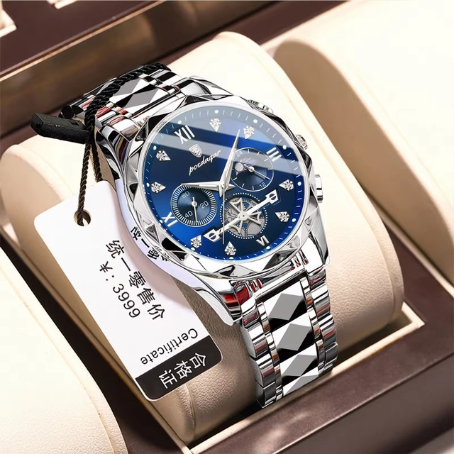 Poedagar 996 Luxury Man Wristwatch Stainless Steel Men's Quartz Watches Reloj Waterproof Luminous Chronograph Watch for Men