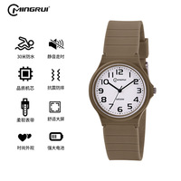 Montre unisexe MINGRUI pour tous les jours - Bracelet en silicone noir léger, étanche 30M pour étudiants et usage quotidien