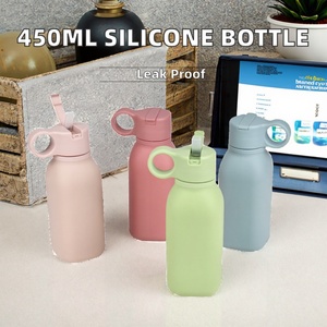 Nueva Botella Infantil de Silicona de 450 ml, Libre de BPA, con Pajita para Beber Directo, a Prueba de Fugas, Aislamiento Térmico, para Viajes, Escuela, Gimnasio, Deportes, Campamento - Product Image 2