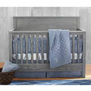 Cuna convertible 4 en 1 con cajón, cama para niños pequeños, cama tamaño completo, altura del colchón ajustable, cuna de madera para bebés - Product Image 5