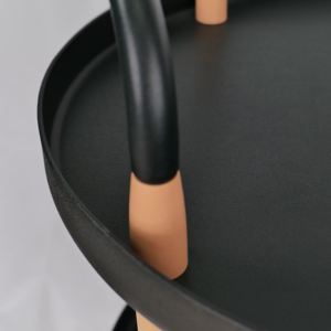 <span class=keywords><strong>Table</strong></span> de Salon Pliante Moderne Noire à Trois Niveaux avec 4 Roues en Plastique et Bois pour Chambre, Salon, Chevet et Utilisation en Salon de Coiffure - Product Image 6