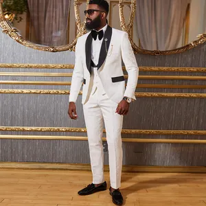 HD288 Wedding Suits For Men Groom Tuxedo 2023 Latest Design Formal Elegant 3 Pieces Floral Men Suit Tailor Made Slim Fit Grooms