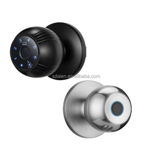 Tuya App Smart Fingerprint Round Ball <strong>Lock</strong> For Aluminum <strong>Doors</strong> Invisible Wooden <strong>Door</strong> <strong>Knob</strong> <strong>with</strong> Twist <strong>Lock</strong> For Bedroom - Product Image 1