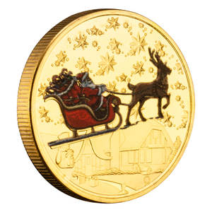 Buon natale e buon anno nuovo placcato oro monete Commemorative Babbo Natale che desiderano souvenir moneta e regalo per natale - Product Image 5