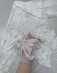Tofine Pháp Wedding Ren Vải Sang Trọng Sexy Thân Thiện Với Môi Ưa Thích Vải Tuyn Lưới Thêu 100% Polyester Sequin Hạt Phong Cách - Product Image 4