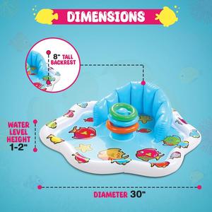 Bouée gonflable pour bébé avec auvent imprimé poisson, siège flottant pour nourrisson avec anneaux de jeu pour tout-petit - Product Image 5