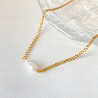 Collier de fête pour femme EMANCO en acier inoxydable couleur or, chaîne corde avec double élément perle, style minimaliste et délicat, tendance