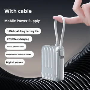 Cargador Portátil Mini Palm Power Bank Plateado con Textura de Fábrica, Cable Desmontable Universal, Carga Rápida PD, Multi-Puerto - Product Image 3