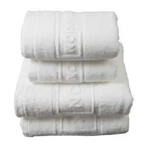 Asciugamano bianco con logo jacquard 100 set di asciugamani in spugna di cotone