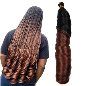 Meilleure Vente <span class=keywords><strong>Coiffure</strong></span> 14/18/24 Pouces 150g Extensions de Cheveux Synthétiques Tressés pour <span class=keywords><strong>Femme</strong></span> Noire Tresses Boucles Françaises - Product Image 1