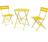 Ensemble de bistrot de jardin 3 pièces, meubles en métal, chaise, table, balcon, bleu, blanc, noir, gris, rouge, jaune, 2023