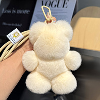 Porte-clés ours en peluche Z, pendentif ours en fourrure de lapin, poupée en peluche moelleuse de 15 cm, jouet ours en fourrure douce de dessin animé