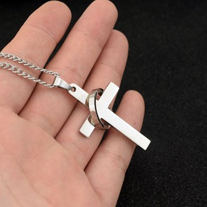 2026 New Exquisite Titanium Steel Silver Plated Letter <b>Cross</b> Pendant Necklace Fashion Unisex's Necklaces Wholesale Jewelry - Product Image 2