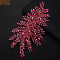 Appliques de fleurs 3D en strass colorées en argent, ornées de pierres précieuses, faites à la main, pour robes (17 couleurs disponibles)