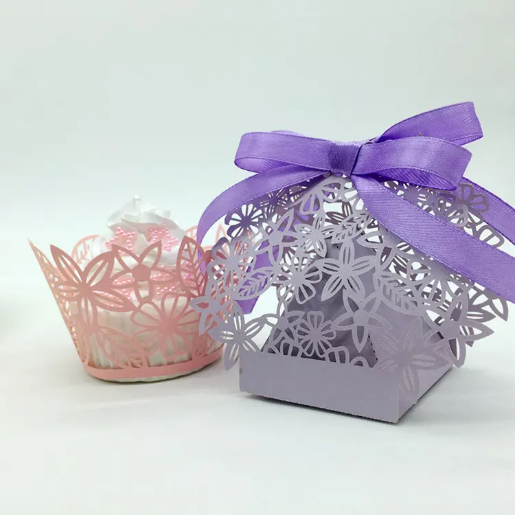 Màu Xanh Hải Quân Bướm Laser Cut Trân Giấy Bánh Cup Cupcake Wrapper Cho Đám Cưới Bánh Sinh Nhật Đảng