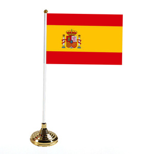 Vente en gros de mini drapeau de table de bureau 15*21 cm personnalisés mât de drapeau en plastique polyester pour la décoration - Product Image 1