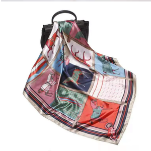 Latest Design Luxury Chain Pattern <b>Silk</b> Hair Imitated <b>Silk</b> Printed Satin Scarf - Product Image 4