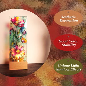 Sunlight Catcher Device with Flower,Wooden Base Glass Candle Holder Ornament,Windowsill Desktop Atmosphere Decor - Product Image 5