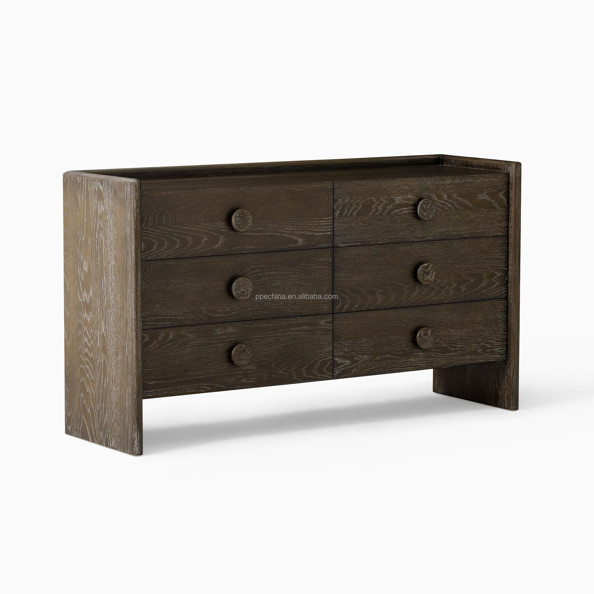 High Quality Oak Cabinet Wooden Material Solid Wood Cabinet Modern Style 6-Drawer Dresser Living Room Furniture for Home