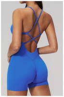 En gros, Combinaison courte de sport et de yoga pour femme, dos nu, effet push-up, à bretelles croisées, très extensible