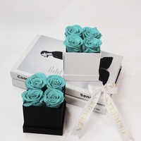 4 roses éternelles rouges préservées, cadeaux de Noël, de la Saint-Valentin, de Thanksgiving, de la remise des diplômes, fournitures pour fleuristes, durée de vie de 3 à 5 ans