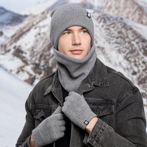 OEM ODM Winter Beanie <strong>Hat</strong> Scarf <strong>Gloves</strong> <strong>Set</strong> for Men Women Soft Knit Plain Style Warm Neck Warmer Thick Scarves <strong>Hat</strong> <strong>Glove</strong> <strong>Set</strong> - Product Image 3