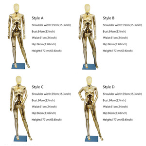 Maniquíes de exhibición de ventana de tienda de ropa de boda de mujer con cabeza ahuecada de plata dorada galvanizada con acabado cromado de gama alta - Product Image 6