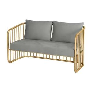 Ensemble de meubles de salon de beauté pour onglerie : Canapé et chaise de réception en velours gris pour usage extérieur et salle de sport – Mobilier commercial pour salon - Product Image 3