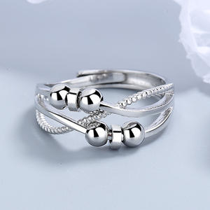 Bague rotative à double couche pour femmes, tendance européenne et américaine, bijoux en laiton tendance, vente en gros - Product Image 2