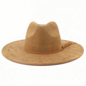 Sombreros Fedora de Gamuza al por Mayor con Ala Ancha de 10 cm, Estilo Unisex, para Deportes, Casual, Fiesta, Negocios, Pesca, con Cinta de Melocotón y Cuerda 3D - Product Image 2